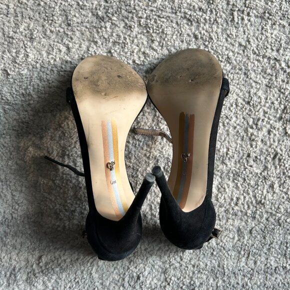 SAM EDELMAN ARIELLA BLACK SUEDE LEATHER HEELS STILETTOS 6.5 M - Picture 7 of 8